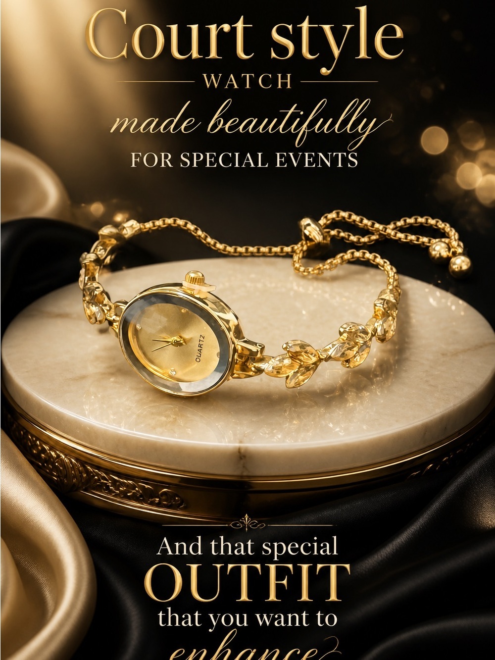 LOGO by Lori Goldstein Gold Tone Chain Bracelet Watch